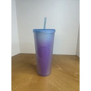 Starbucks Studded Cold Cup Tumbler 24 oz Purple Ombre Reusable Straw Venti Lid